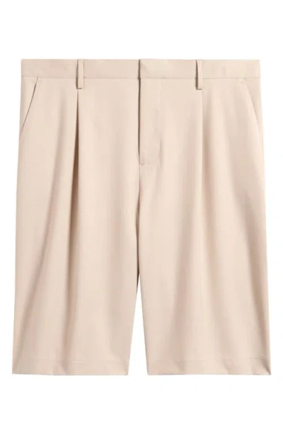 Open Edit Pleated Bermuda Shorts In Beige Birch