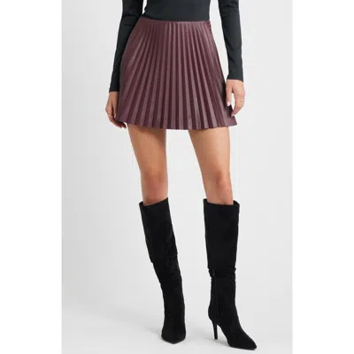 Open Edit Pleated Faux Leather Miniskirt In Multi