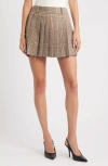 Open Edit Pleated Plaid Miniskirt In Brown