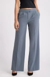 Open Edit Pleated Wide Leg Pants In Blue Weather