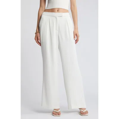 Open Edit Pleated Wide Leg Pants In Ivory Cloud