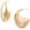 Open Edit Polished Crescent Hoop Earrings In Gold