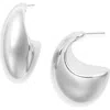 Open Edit Polished Crescent Hoop Earrings In Silver