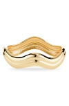 Open Edit Polished Wavy Hinge Bracelet In Gold