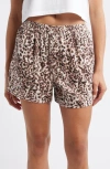 Open Edit Print Cozy Flannel Boxer Pajama Shorts In Brown