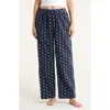 Open Edit Print Flannel Boxer Pajama Pants In Blue