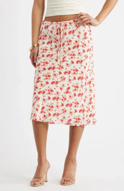Open Edit Print Midi Skirt In Multi