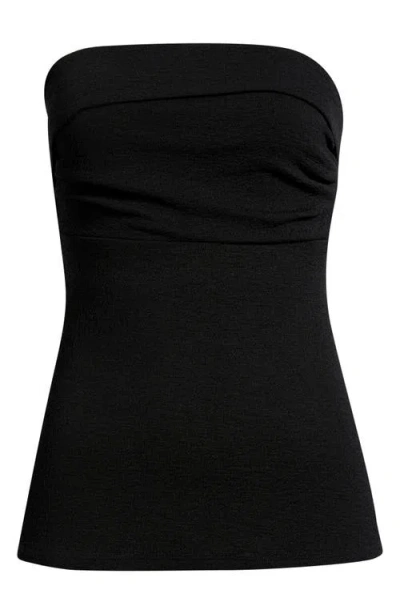 Open Edit Puckered Crepe Bandeau Top In Black