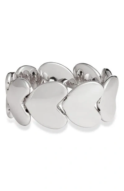 Open Edit Puffy Heart Bracelet In Rhodium