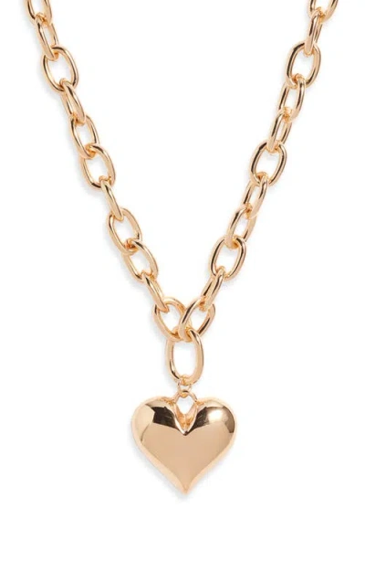 Open Edit Puffy Heart Chain Necklace In Gold