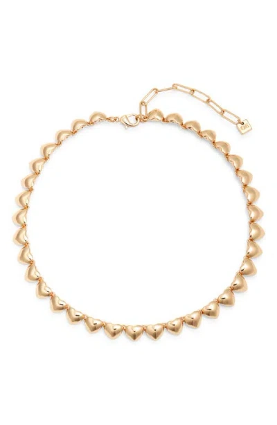 Open Edit Puffy Heart Collar Necklace In Gold