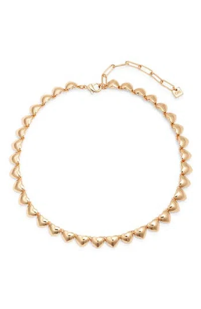 Open Edit Puffy Heart Collar Necklace In Gold