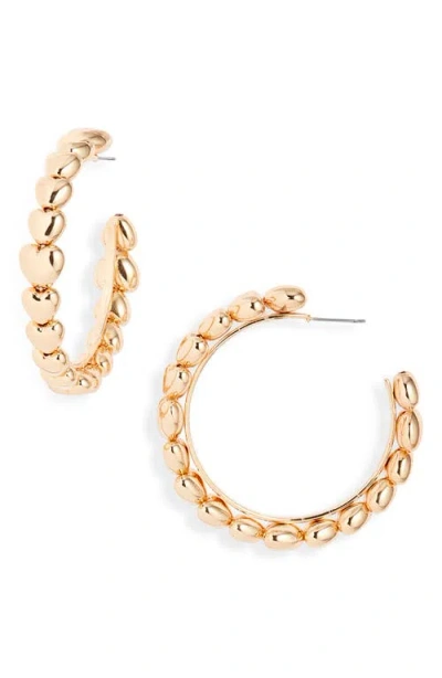 Open Edit Puffy Heart Hoop Earrings In Gold