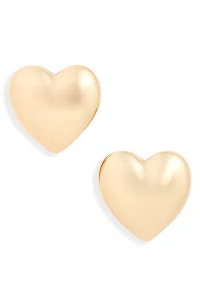 Open Edit Puffy Heart Stud Earrings In Gold