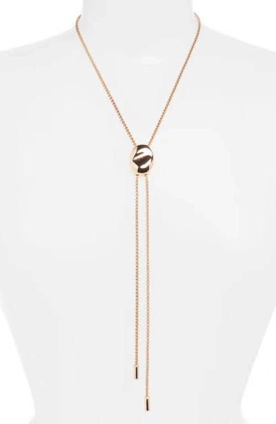 Open Edit Puffy Pebble Bolo Necklace In Gold