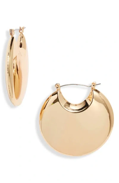 Open Edit Puffy Polished Hoop Earrings In Gold