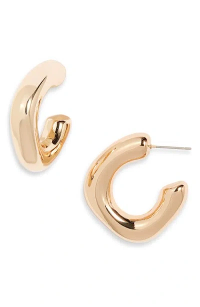 Open Edit Puffy Square Hoop Earrings In Gold
