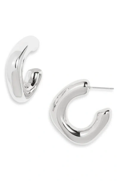 Open Edit Puffy Square Hoop Earrings In Metallic