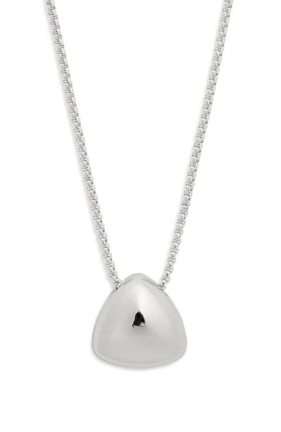 Open Edit Puffy Triangle Pendant Necklace In Silver