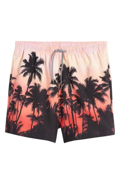Open Edit Recycled Volley Swim Trunks In Palm Trees Ombre