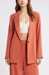 Open Edit Relaxed Fit Blazer In Rust Redwood