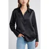 Open Edit Relaxed Fit Satin Button-up Shirt In Black