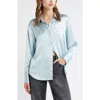 Open Edit Relaxed Fit Satin Button-up Shirt In Blue