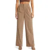 Open Edit Wide Leg Suit Trousers In Brown Caribou