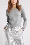 Open Edit Rhinestone Sweater In Grey Heather