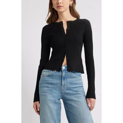 Open Edit Rib Cardigan In Black