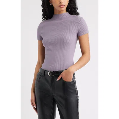 Open Edit Rib Knit Mock Neck Sweater In Purple
