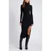 Open Edit Rib Long Sleeve Turtleneck Sweater Dress