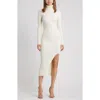 Open Edit Rib Long Sleeve Turtleneck Sweater Dress In Red