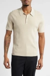 Open Edit Rib Polo Sweater In Neutral