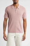 Open Edit Rib Polo Sweater In Pink
