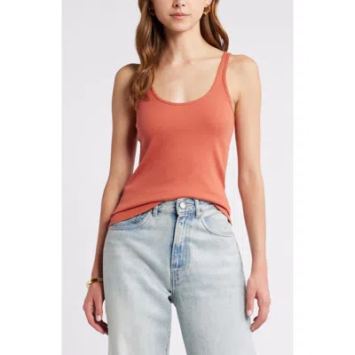 Open Edit Rib Racerback Tank In Rust Redwood