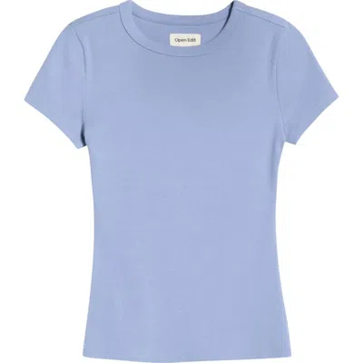 Open Edit Rib Short Sleeve Shirt In Blue