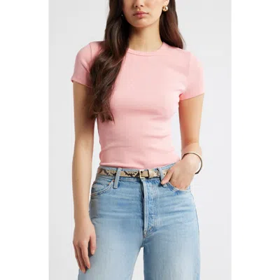 Open Edit Rib Short Sleeve Shirt In Pink
