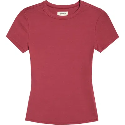 Open Edit Rib Short Sleeve Shirt In Red