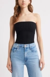 Open Edit Rib Tube Top In Black