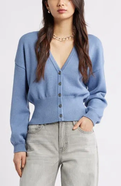 Open Edit Rib Waist Cardigan In Blue