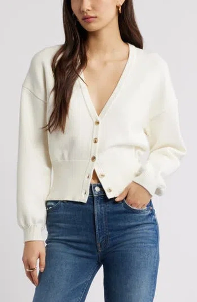 Open Edit Rib Waist Cardigan In White