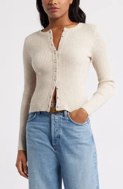 Open Edit Ribbed Crewneck Cardigan In Multi