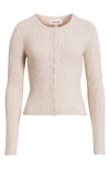 Open Edit Ribbed Crewneck Cardigan In Neutral