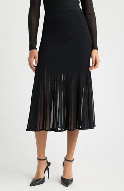 Open Edit Ribbed Sweater Midi Skirt In Black