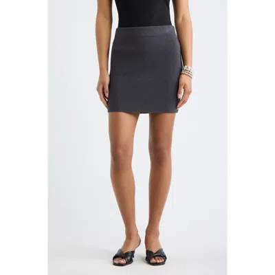 Open Edit Ribbed Sweater Miniskirt In Gray