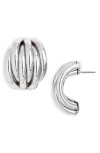 Open Edit Ridge Hoop Earrings In Rhodium