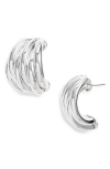 Open Edit Ridge Hoop Earrings In Metallic