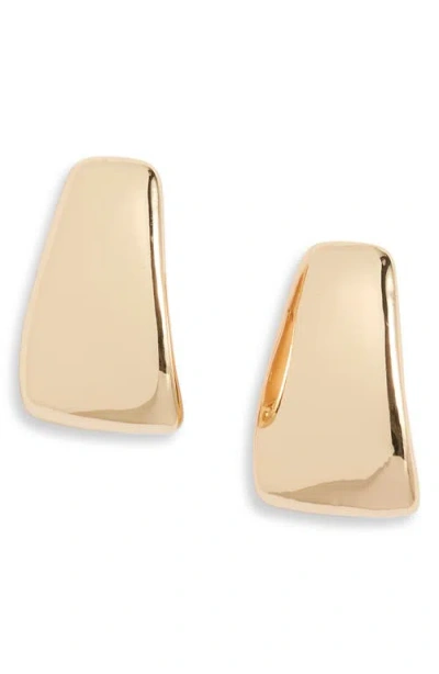 Open Edit Rounded J Hoop Earrings In Gold
