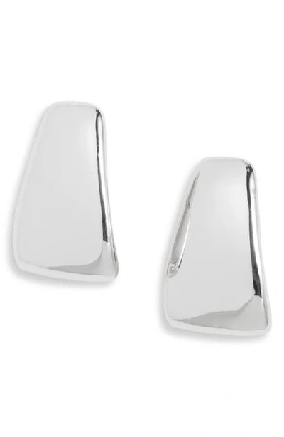 Open Edit Rounded J Hoop Earrings In Metallic